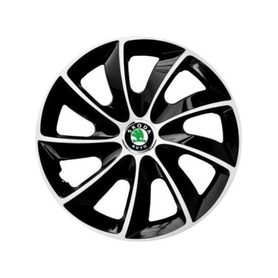 Set 4 Capace Roti potrivite jantelor de 16 inch, pentru Skoda, model Stig Extra Black &amp;amp; White foto