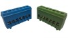 Set cleme bloc terminal barete pentru impamantare si nul albastra si verde pe sina 7 gauri max 16mm &sup2; 63A izolate, Omu System
