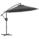 Outsunny Umbrelă de soare cu suspensie, inclusiv bază &icirc;n formă de cruce, 293 x 293 x 260 cm, Gri | Aosom Romania