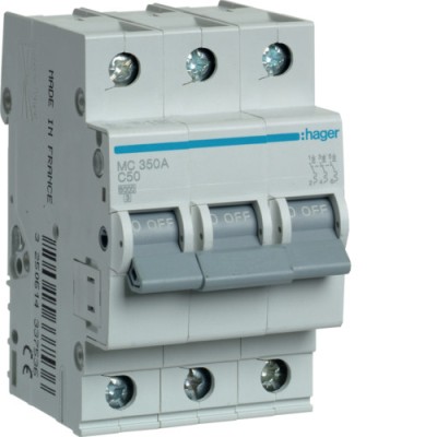 Siguranta automata 50A 3P Curba C 6ka Hager MC350A foto