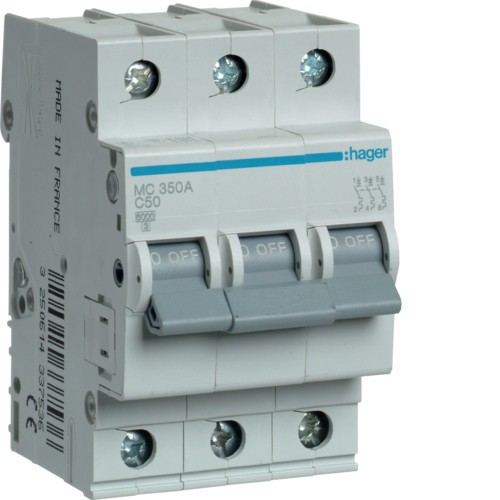 Siguranta automata 50A 3P Curba C 6ka Hager MC350A