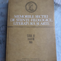MEMORIILE SECTIEI DE STIINTE FILOLOGICE, LITERATURA SI ARTA, SERIA IV, TOMUL VII, 1985