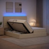 Cumpara ieftin Pat cu LED si saltea Crem 180 x 200 cm Tesatura
