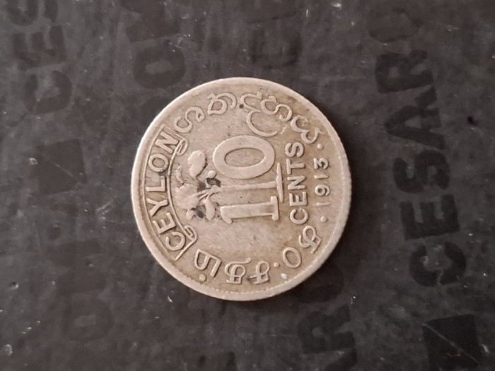 10 cents 1913 ceylon argint