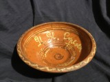 Arta / Traditie / Colectie - Veche farfurie / blid / castron realizat in zona Olteniei judetul Gorj / G. G. Popescu !