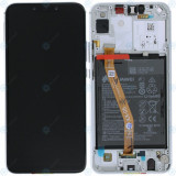 Huawei P smart+ (INE-LX1) Capac frontal al modulului de afișare + LCD + digitizer + baterie alb perlat 02352BUK