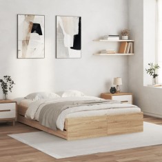 vidaXL Cadru de pat cu sertare stejar sonoma 120x200 cm lemn prelucrat 3207282