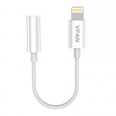 Vipfan L07 Cablu Lightning 3.5mm mini jack la 3.5mm AUX, 10cm (alb)