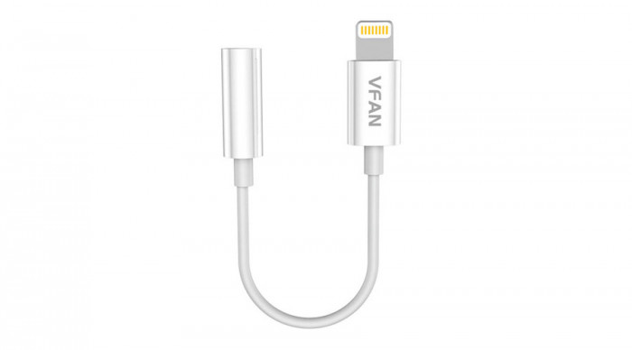 Vipfan L07 Cablu Lightning 3.5mm mini jack la 3.5mm AUX, 10cm (alb)