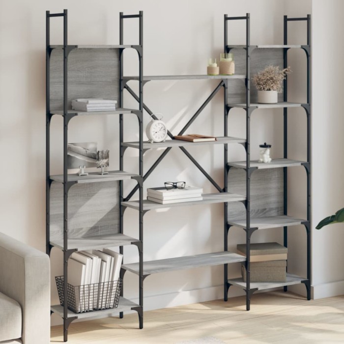 vidaXL Bibliotecă, gri sonoma, 155,5x24x166,5 cm, lemn prelucrat 838861