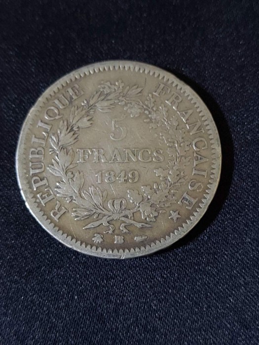 Franța 1849 BB &ndash; 5 franci &ndash; Monedă de argint