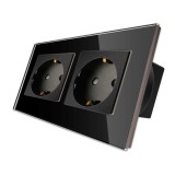 Cumpara ieftin Priza dubla cu rama din sticla neagra Luxion, design modern