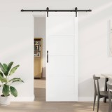 Ușa glisantă cu set hardware alb 83x232 cm lemn solid de pin