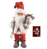 Figurina Mos Craciun Dansator, Canta Colinde, 30 cm, Decoratiune Craciun