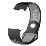 Curea din silicon compatibila cu Fitbit Charge 3, Telescoape QR, 22mm, Negru-Gri, Very Dream