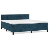 Cumpara ieftin Pat box spring cu saltea, albastru inchis, 180x200 cm, catifea