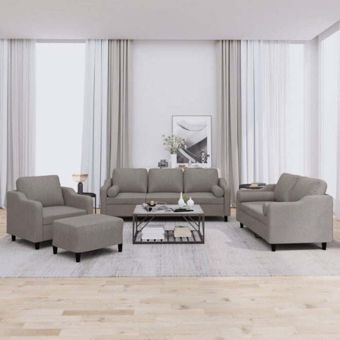vidaXL Set de canapele cu perne, 4 piese, gri taupe, textil 3201801