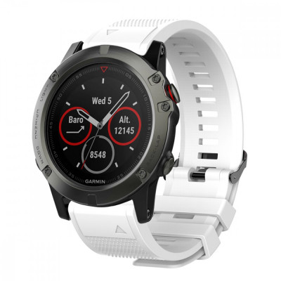 Curea silicon compatibila Garmin Fenix 3, 26mm, Alb foto