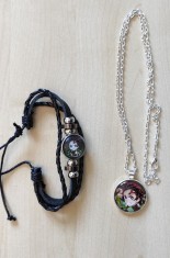 Set bratara + colier cu pandantiv Demon Slayer Tanjiro foto