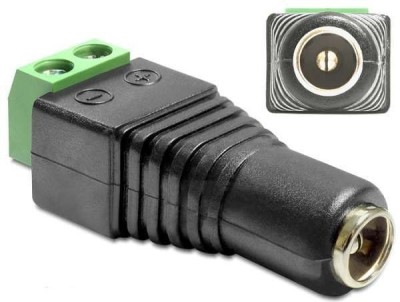 Conector adaptor DC mufa alimentare 2.1mm 5.5mm tip mama, prindere cu surub foto