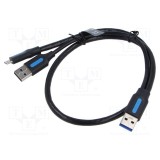 Cablu USB 3.0 VENTION A x2 la B micro nichelat 0,5m