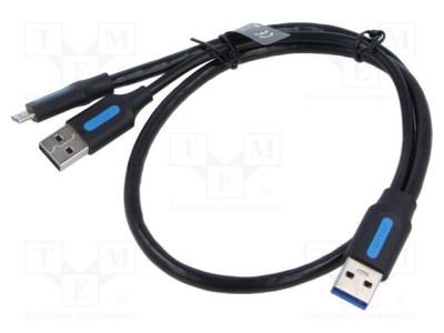 Cablu USB 3.0 VENTION A x2 la B micro nichelat 0,5m foto