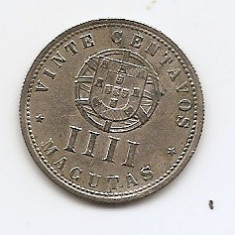 Angola 20 Centavos / 4 Macutas 1928 Copper-nickel, 23.72 mm KM-68