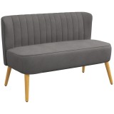 HOMCOM Canapea retro 2 locuri, picioare din lemn, 117 cm x 56,5 cm x 77 cm, gri &icirc;nchis | Aosom Romania