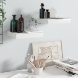 Rafturi perete vidaXL, 2 buc, alb lucios, 23x23.5x3.8 cm, MDF, montare invizibila, suporta 5kg