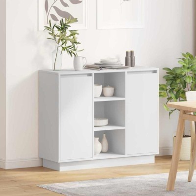 vidaXL Bufet cu lumini cu bandă LED Alb 90 x 32 x 75 cm Lemn compozit 869682 foto