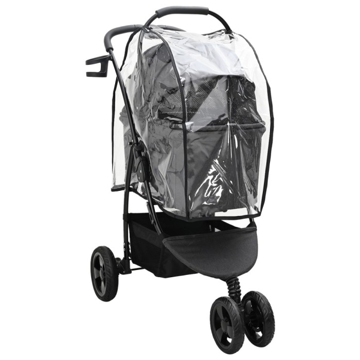 vidaXL Carucior pentru Pisici Pliante Ajustabil Negru 78 x 54 x 101 cm
