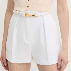 Elisabetta Franchi pantaloni scurti femei, culoarea alb, neted, high waist, SH00542E2
