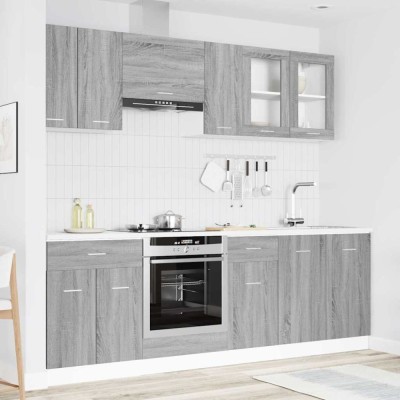 vidaXL Set dulapuri de bucătărie cu sertar Lyon 8 pcs Gri Sonoma 3388349 foto