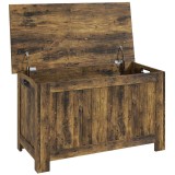 HOMCOM Cufăr de depozitare cu capac rabatabil, cutie pentru jucării cu balamale de siguranță, maro rustic | Aosom Romania