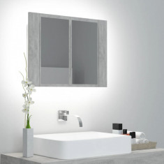 Dulap de baie cu oglinda si LED, gri beton, 60x12x45 cm GartenMobel Dekor