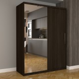 Dulap Dormitor Nova Eco 150 cm x 200 cm, cu oglinda, wenge cu usi glisante wenge