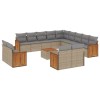 Set canapele de gradina, 14 piese, cu perne, bej, poliratan