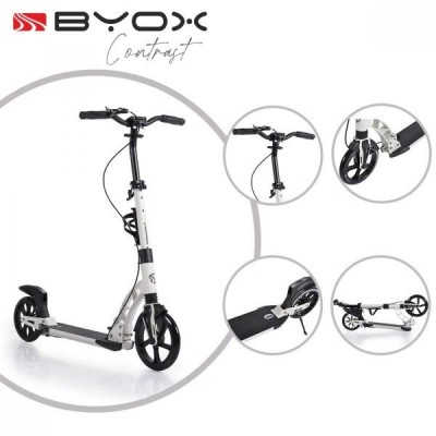 Trotineta pentru copii pliabila din aluminiu Byox Contrast alb foto