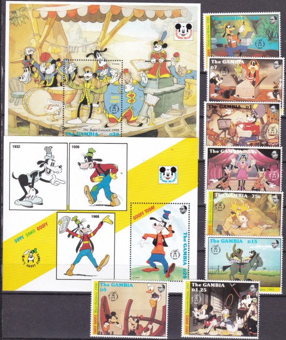 Gambia 1992 Disney Goofy MI 1434-1441 + 2bl. 169-170 MNH