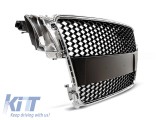 Grila tip RS crom/neagra, potrivita pentru Audi A5 2007-2011 Sportback, coupe, cabrio cu bumper standard sau S-line Performance AutoTuning