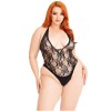 Leg Avenue Teddy Dantela Florala, Decolteu Adanc, Plus Size 14-18, Lenjerie Sexy Halter