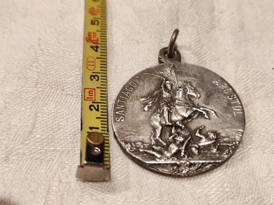 MEDALION APOSTOL SANTIAGO sau SFANTUL IACOB de colectie MARE splendid VECHI UNIC foto