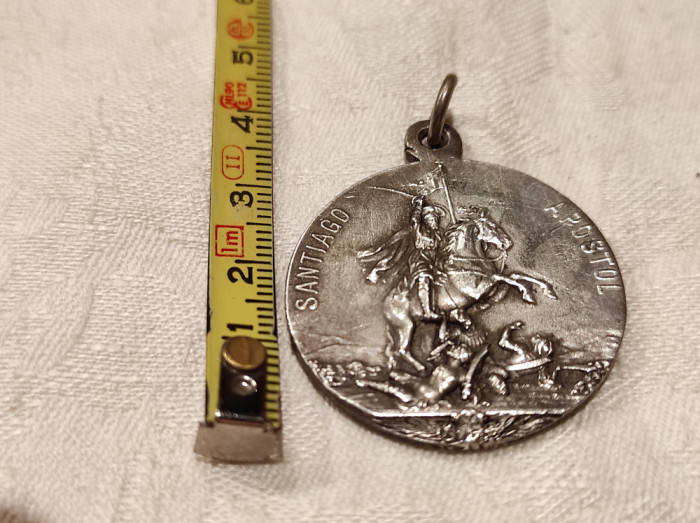 MEDALION APOSTOL SANTIAGO sau SFANTUL IACOB de colectie MARE splendid VECHI UNIC