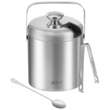 Galeata pentru gheata Zortiva 1,3L din inox cu cleste, lingura si capac