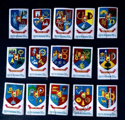 ROMANIA 1976 Lp 928 Stemele Județelor A-D, stampilatae foto