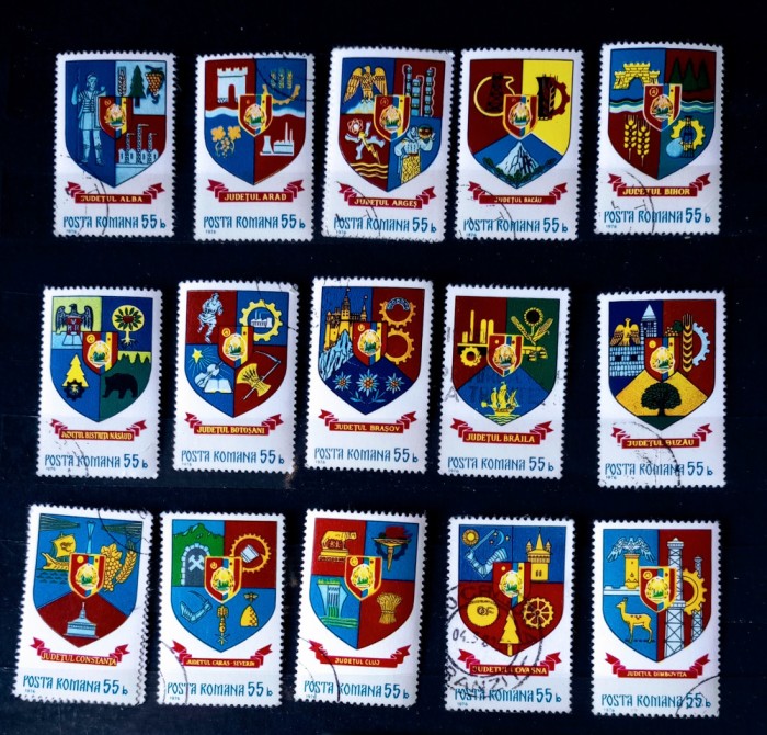 ROMANIA 1976 Lp 928 Stemele Județelor A-D, stampilatae