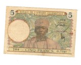 Africa Occidentala Franceza 1941 - 5 franci, circulat