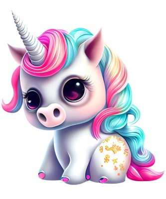 Sticker decorativ, Unicorn, Alb, 75 cm, 1202STK-5 foto
