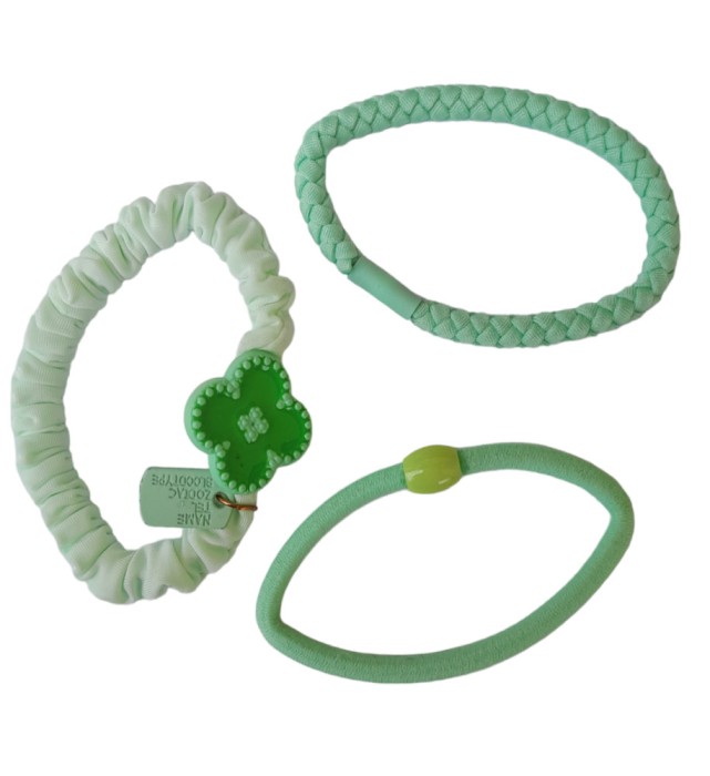 Set 3 elastice de par, 8 cm, Verde, 8BJ