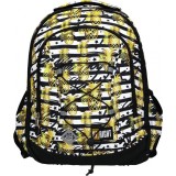 Ghiozdan scoala model Tropical Party Ananas, 3 compartimente, negru cu galben,40x30x20 cm, St.Majewski